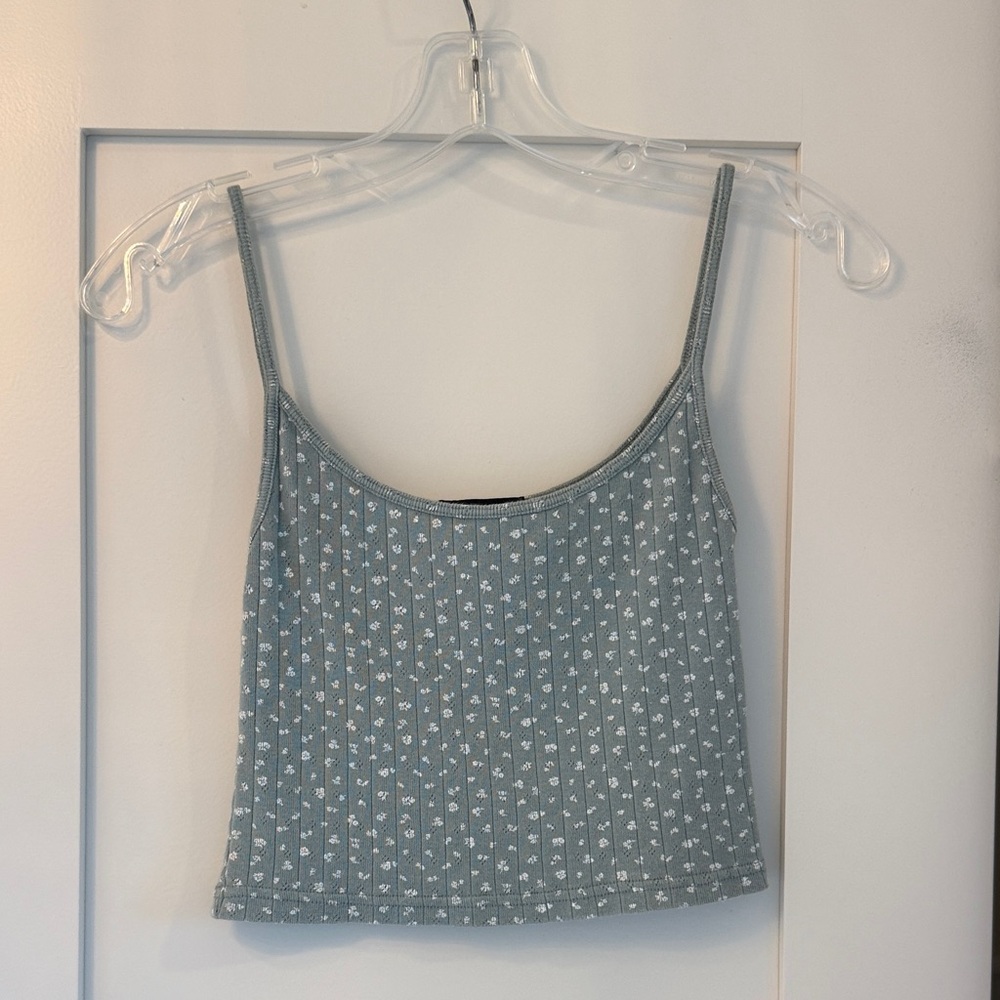 Brandy Melville Blue Floral Crop Top